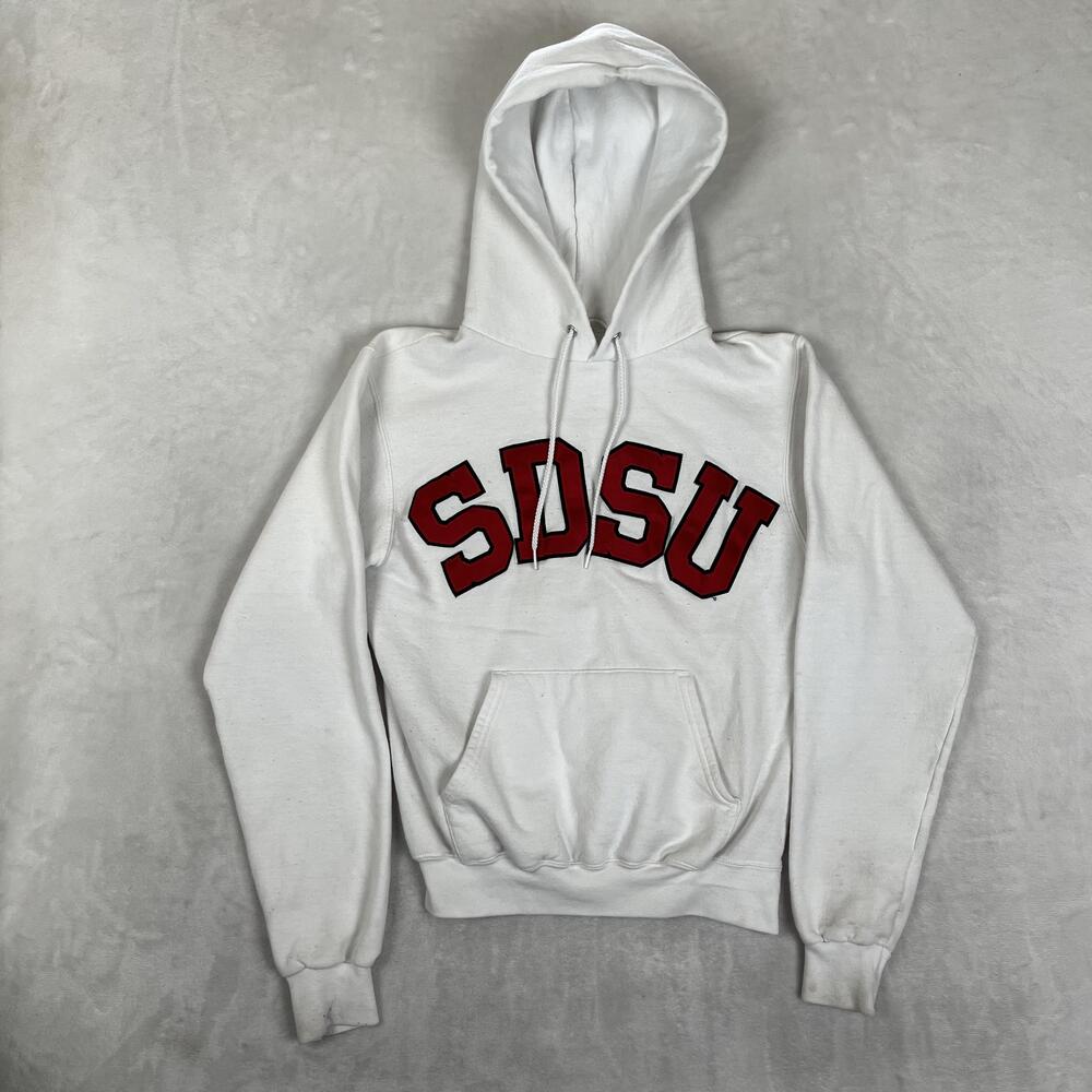Vintage San Diego State Aztecs Hoodie Sweatshirt Size XS White Champion Y2K